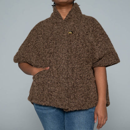 Chocolate Mohair Knitted Melton Jacket