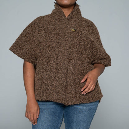 Chocolate Mohair Knitted Melton Jacket