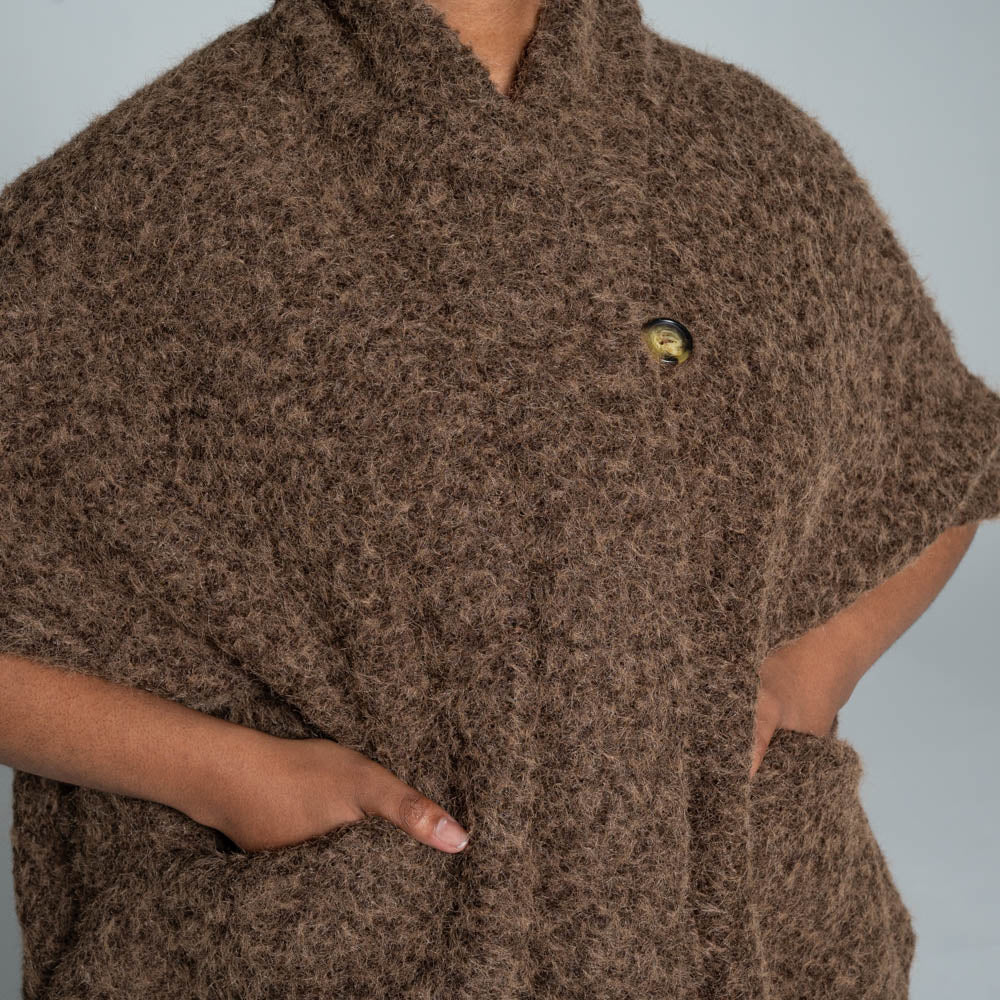 Chocolate Mohair Knitted Melton Jacket