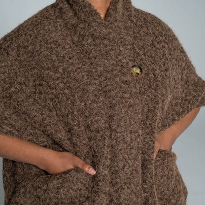Chocolate Mohair Knitted Melton Jacket