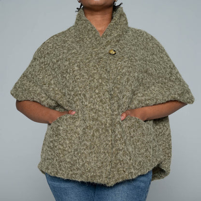 Olive Mohair Knitted Melton Jacket