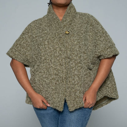 Olive Mohair Knitted Melton Jacket