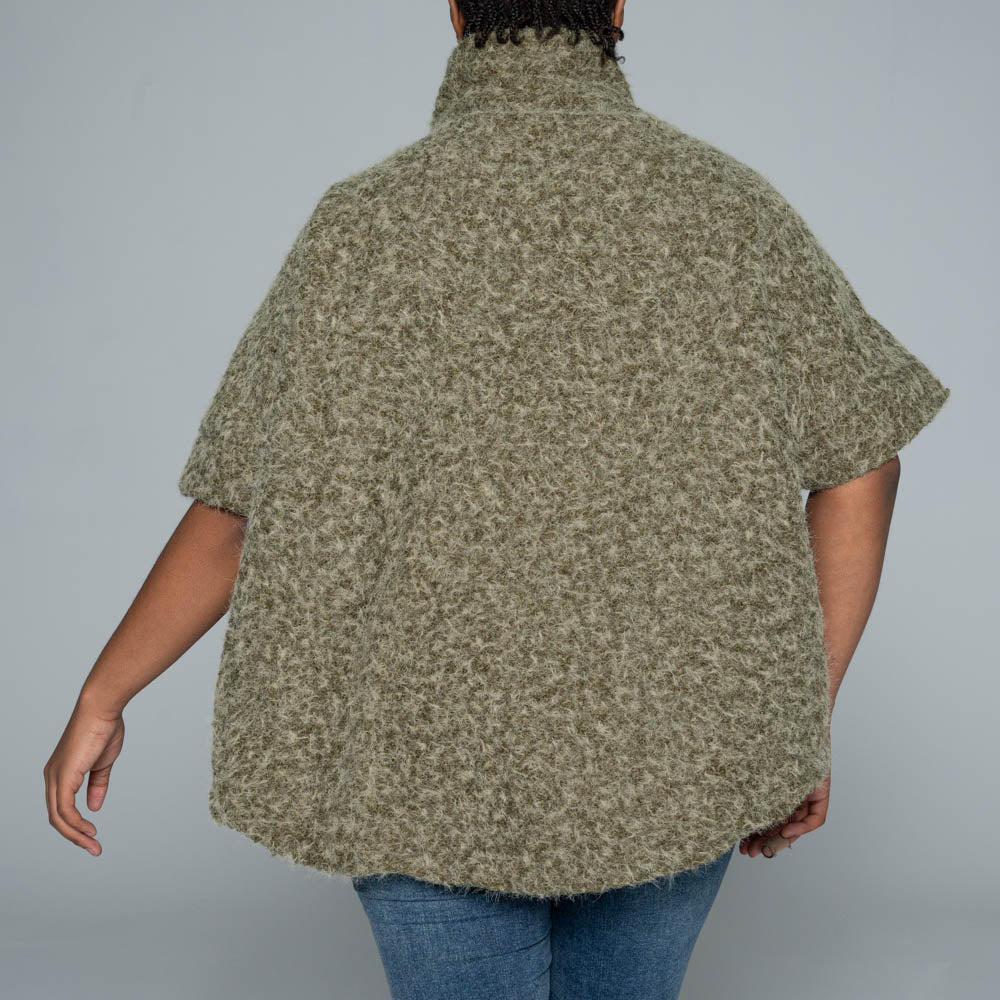 Olive Mohair Knitted Melton Jacket