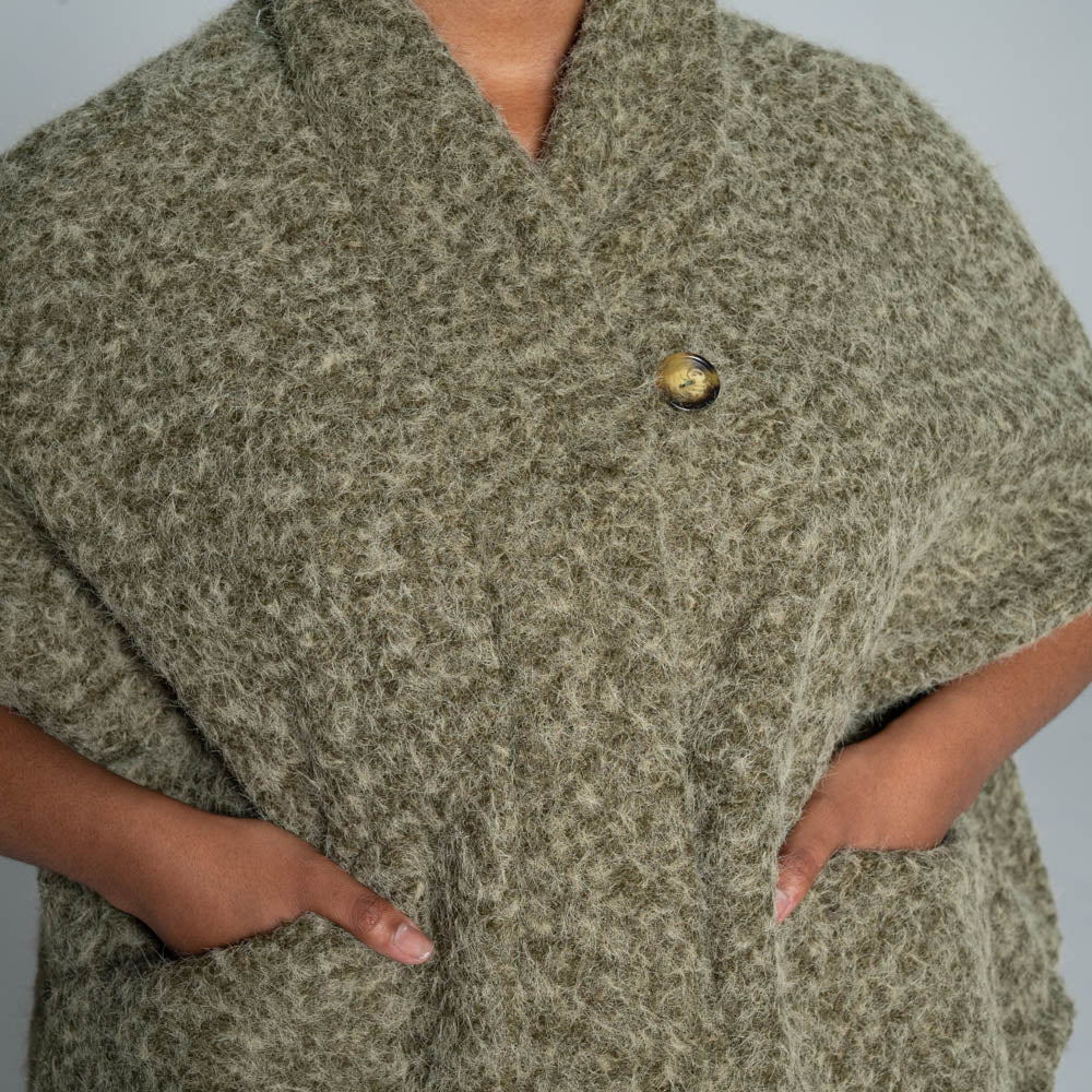 Olive Mohair Knitted Melton Jacket
