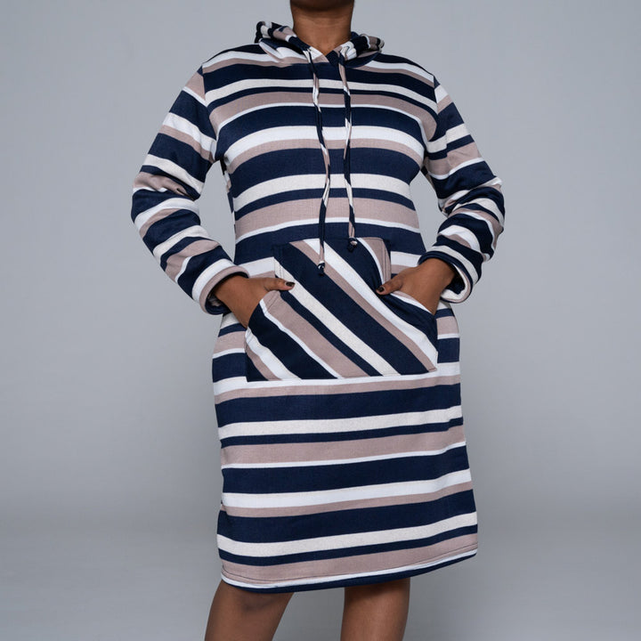 Striped Spun Poly Hooded Dress