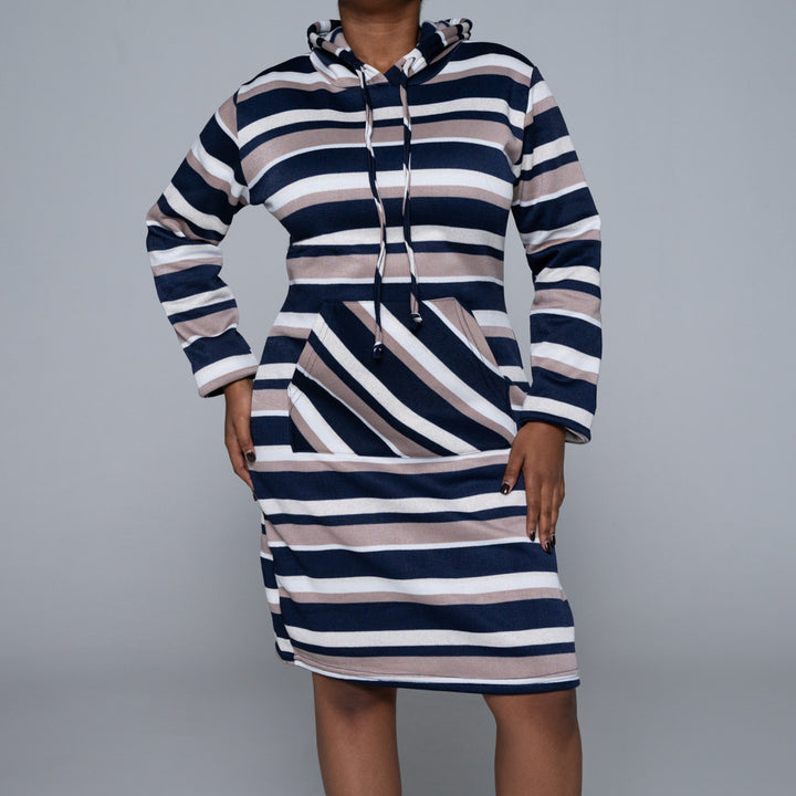 Striped Spun Poly Hooded Dress