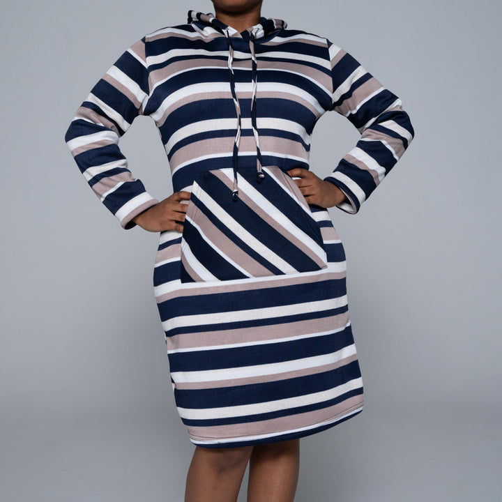 Striped Spun Poly Hooded Dress