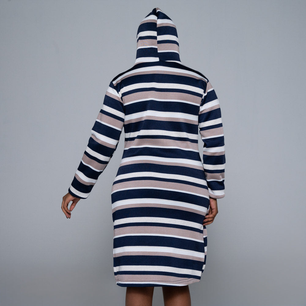 Striped Spun Poly Hooded Dress