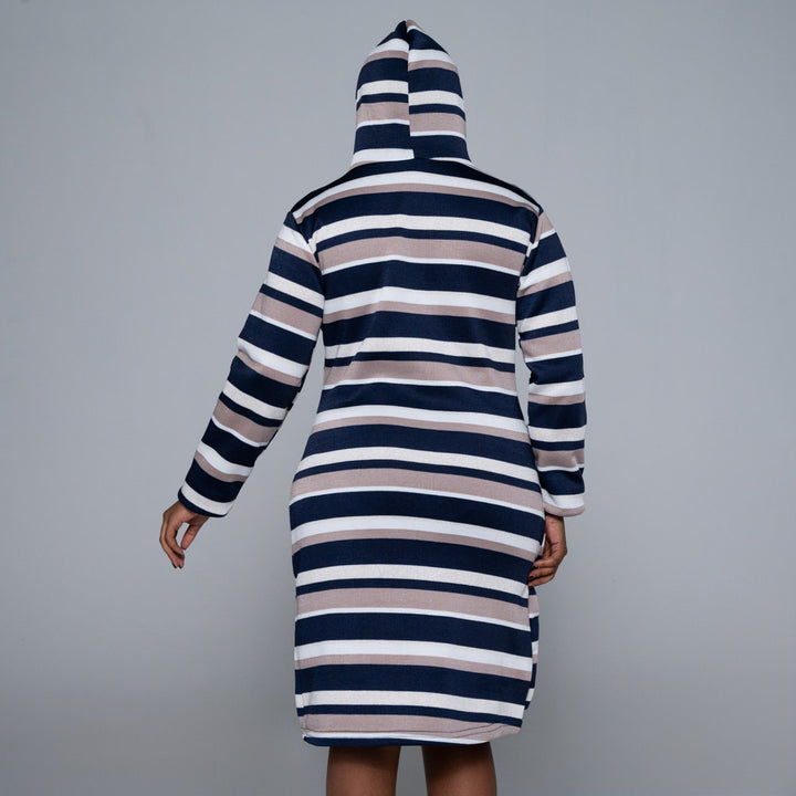 Striped Spun Poly Hooded Dress