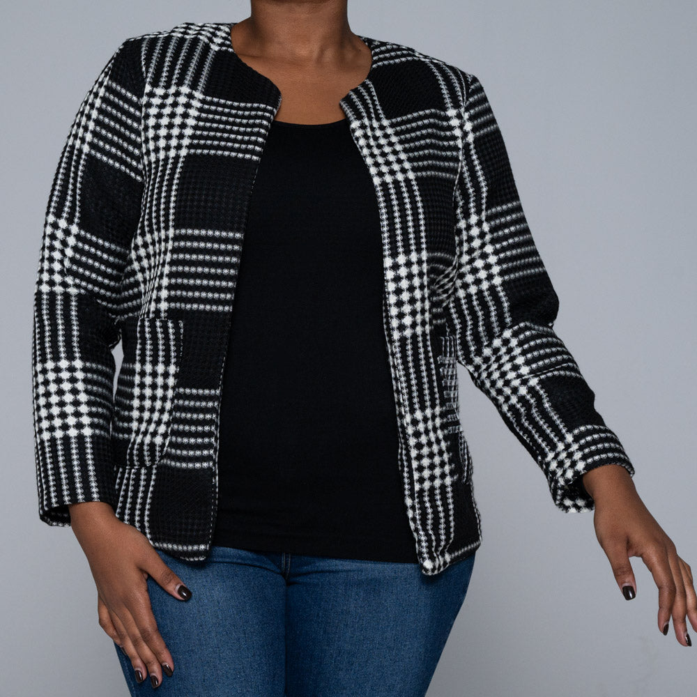 Check Print Tweed Jacket