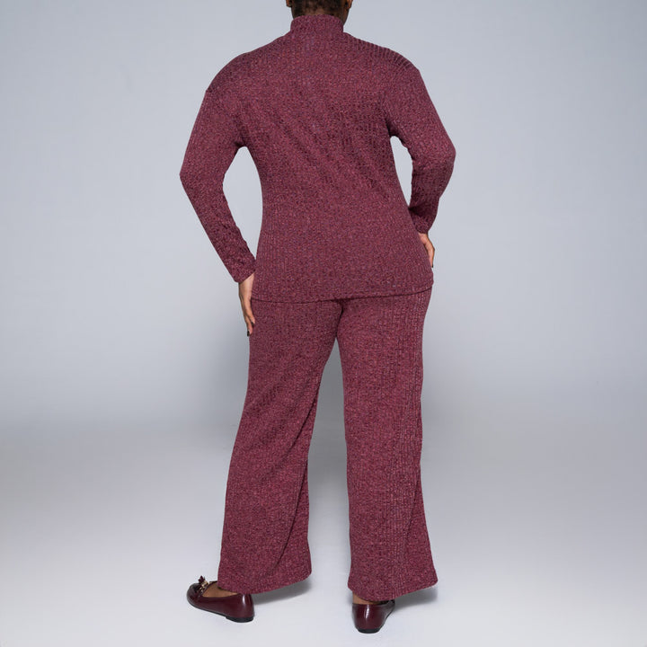 Burgandy Rib Turtle Neck Top