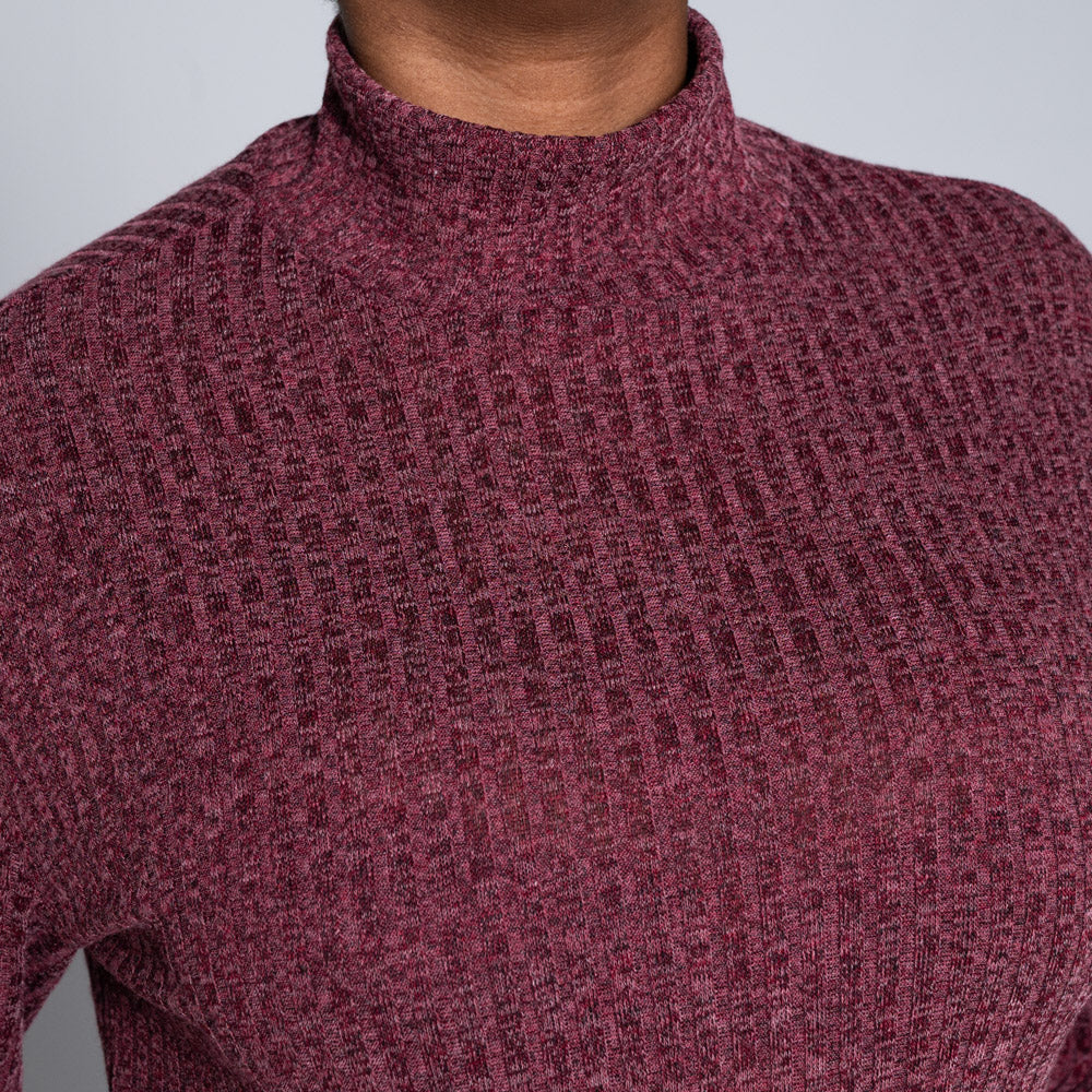 Burgandy Rib Turtle Neck Top