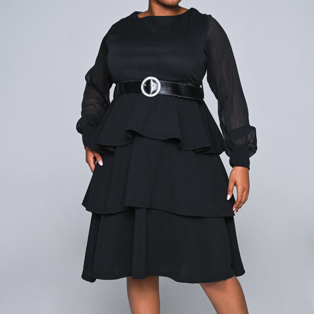 Long Sleeve Scuba Black Dress