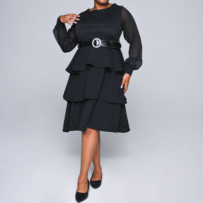 Long Sleeve Scuba Black Dress