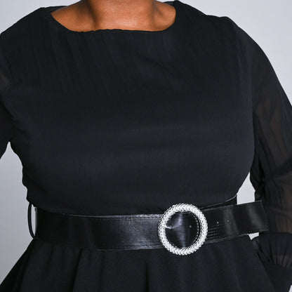 Long Sleeve Scuba Black Dress