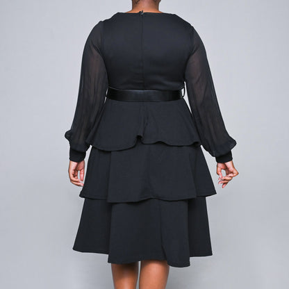 Long Sleeve Scuba Black Dress