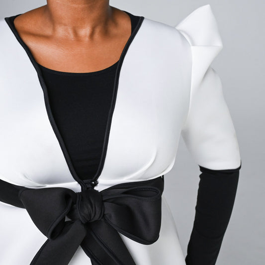 Ivory Sandwich Scuba Peplum Top