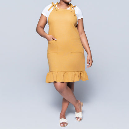 Camel Rayon Linen Tiered  Tunic