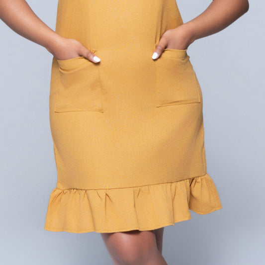 Camel Rayon Linen Tiered  Tunic