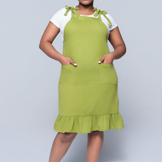Chartreuse Rayon Linen Tiered  Tunic
