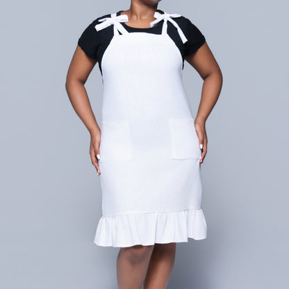 Optical White  Rayon Linen Tiered  Tunic
