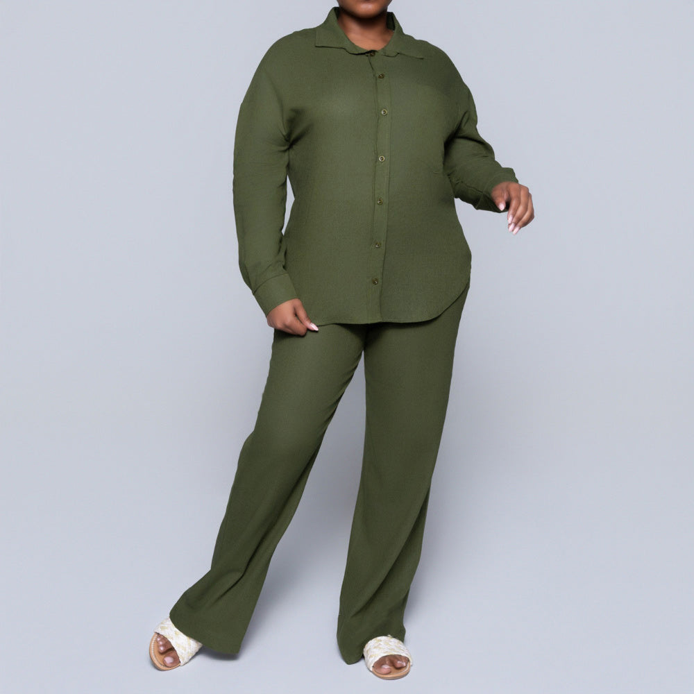 Long Sleeve Olive Button Down Top