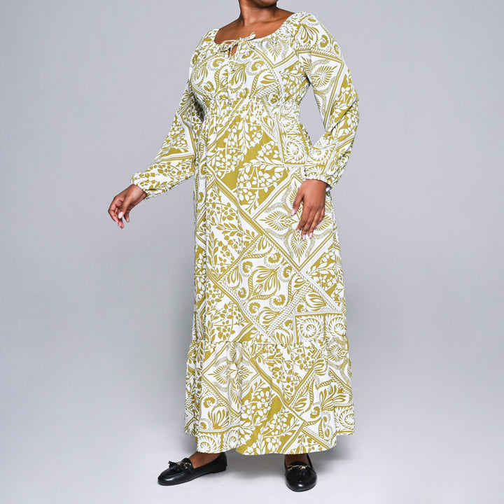 Chartreuse Woven Tiered Dress
