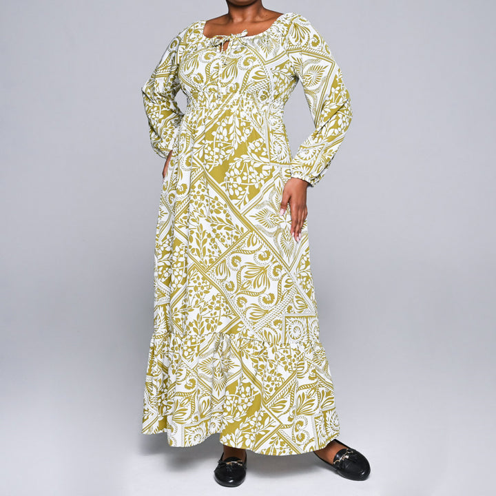Chartreuse Woven Tiered Dress