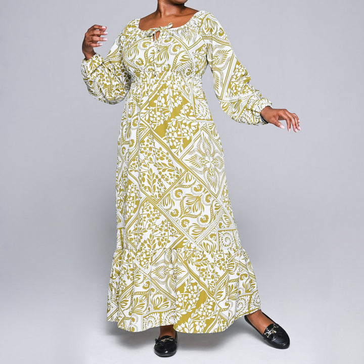 Chartreuse Woven Tiered Dress