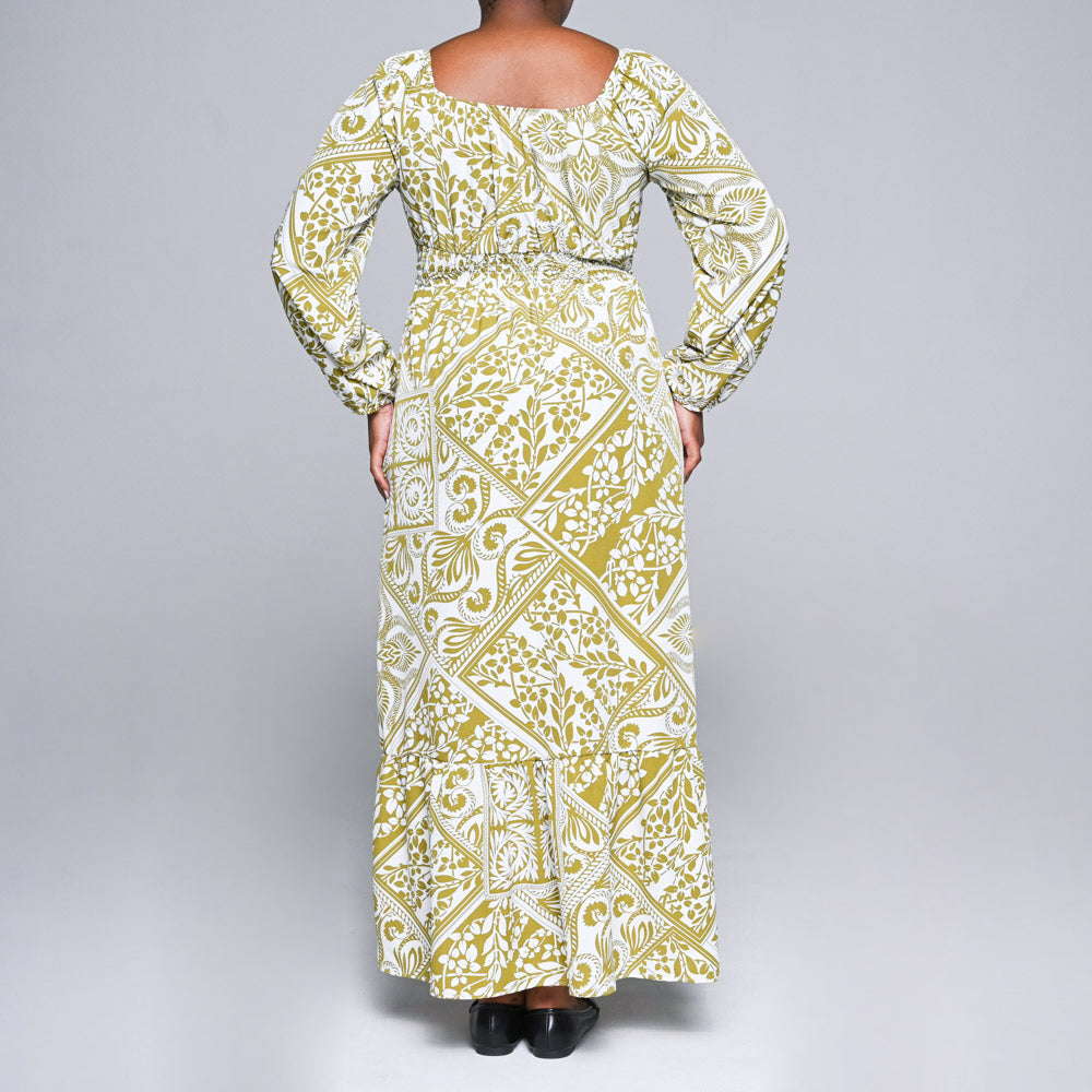 Chartreuse Woven Tiered Dress
