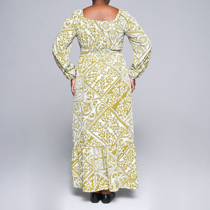 Chartreuse Woven Tiered Dress