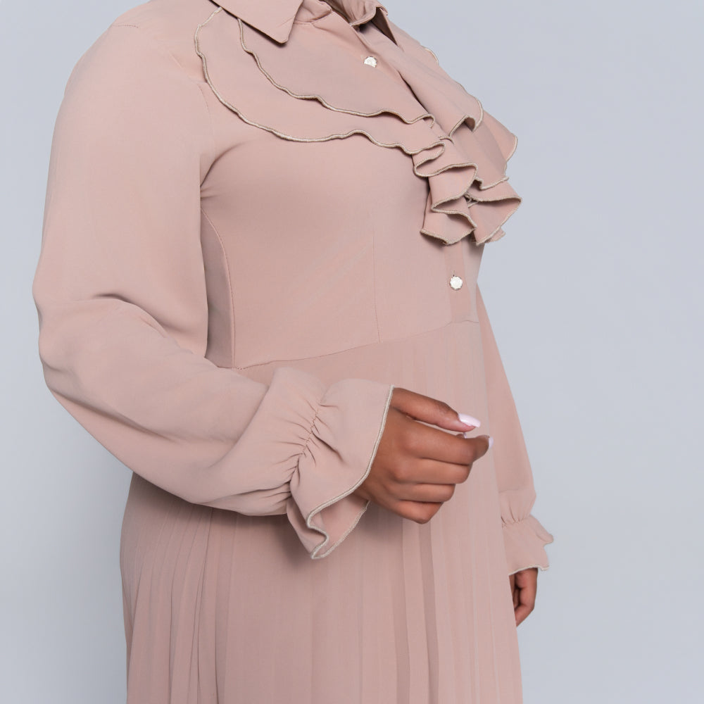 Stone Pleated Frill  Dress