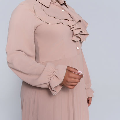 Stone Pleated Frill  Dress