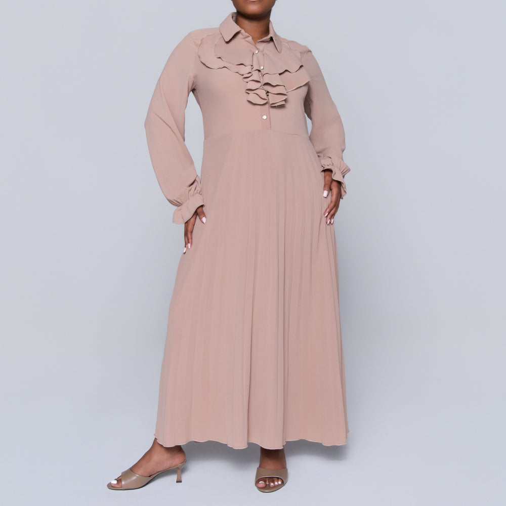 Stone Pleated Frill  Dress