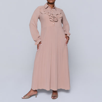 Stone Pleated Frill  Dress