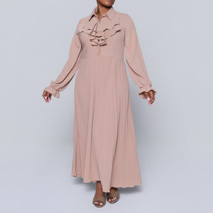 Stone Pleated Frill  Dress