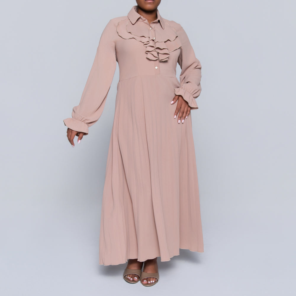 Stone Pleated Frill  Dress