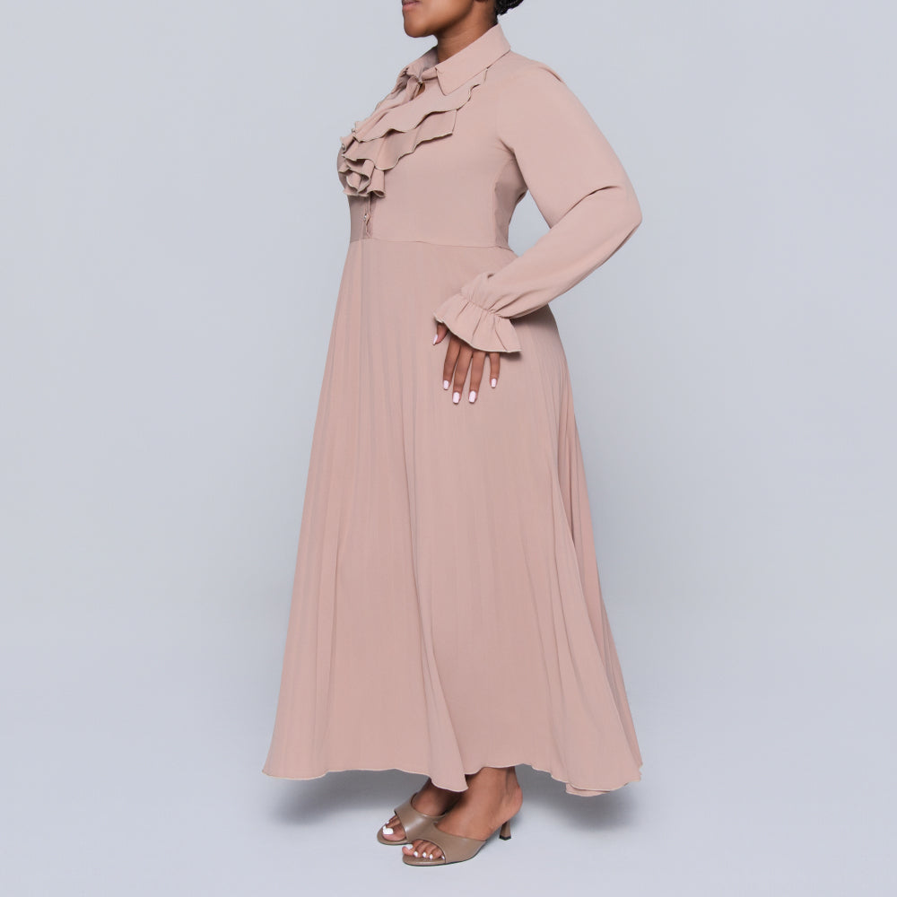 Stone Pleated Frill  Dress