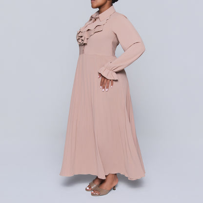 Stone Pleated Frill  Dress