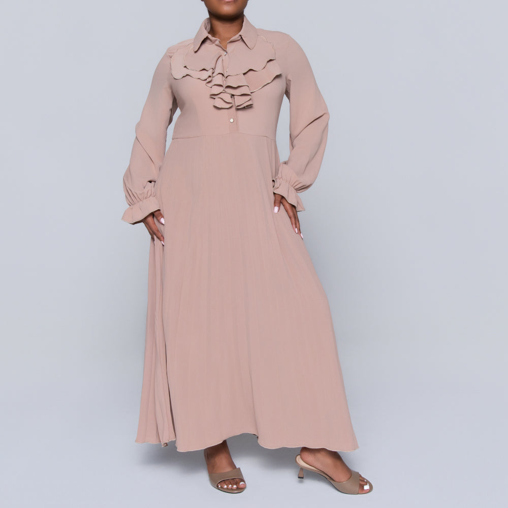 Stone Pleated Frill  Dress