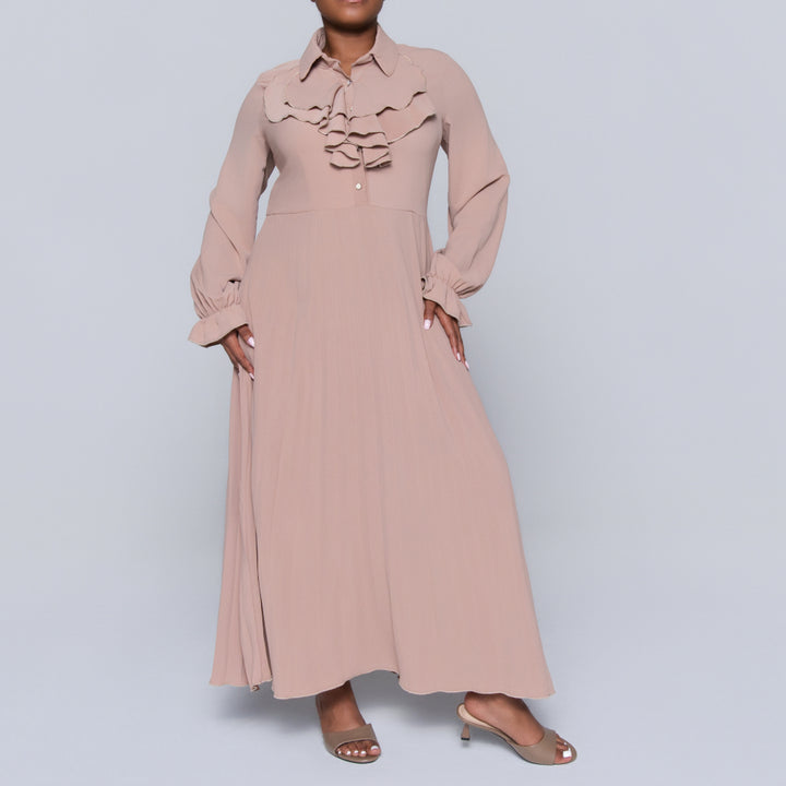 Stone Pleated Frill  Dress