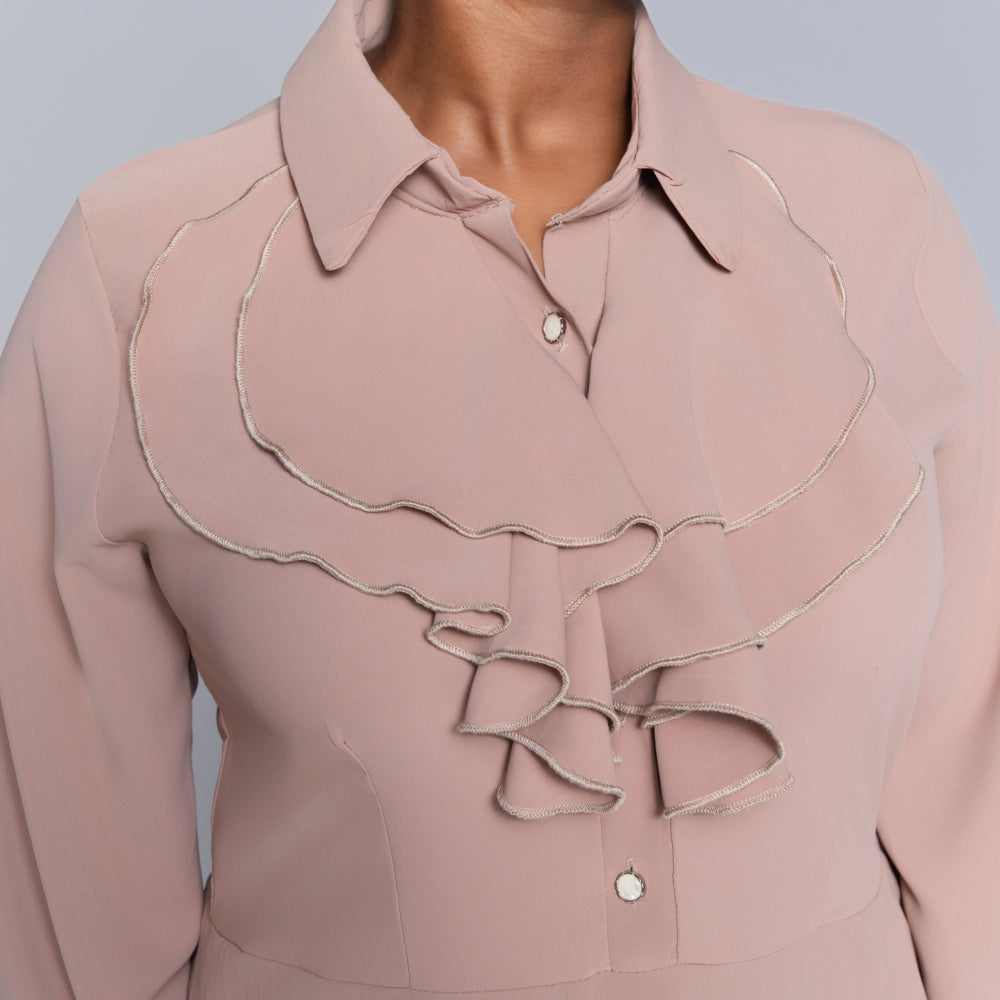 Stone Pleated Frill  Dress