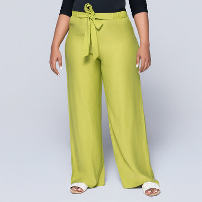 Plain Chartreuse Nylon Rayon Pants