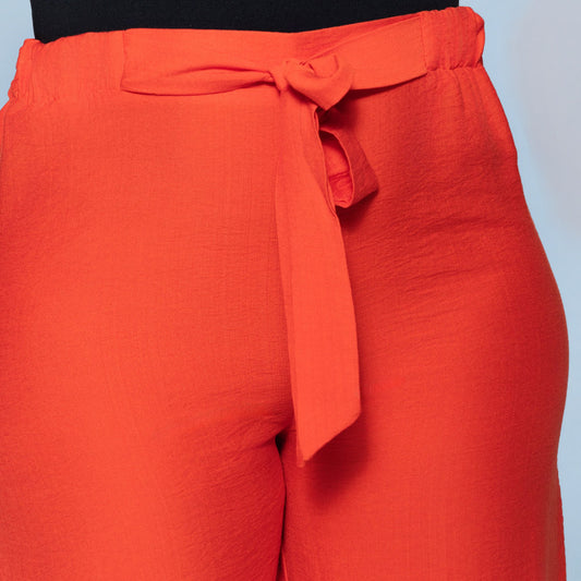 Plain Terracotta Nylon Rayon Pants