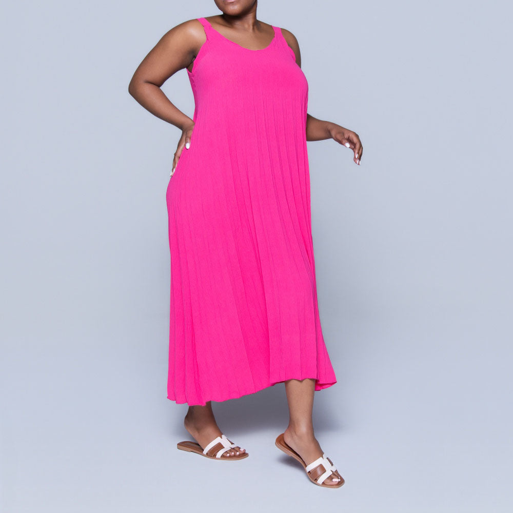 Cerise Airflow Pleated Dress