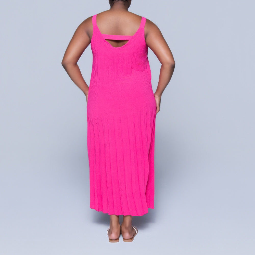 Cerise Airflow Pleated Dress