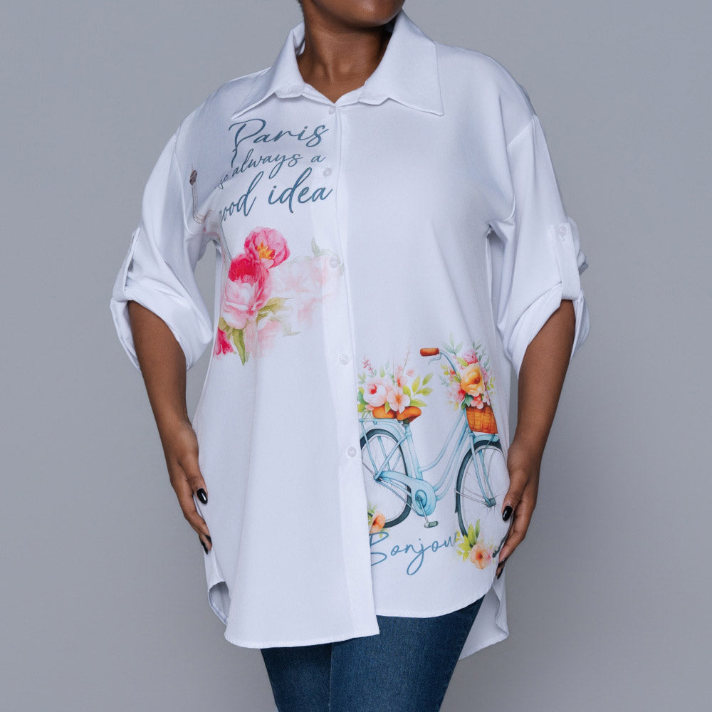 Statement Print Optical White Top