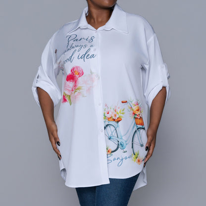 Statement Print Optical White Top