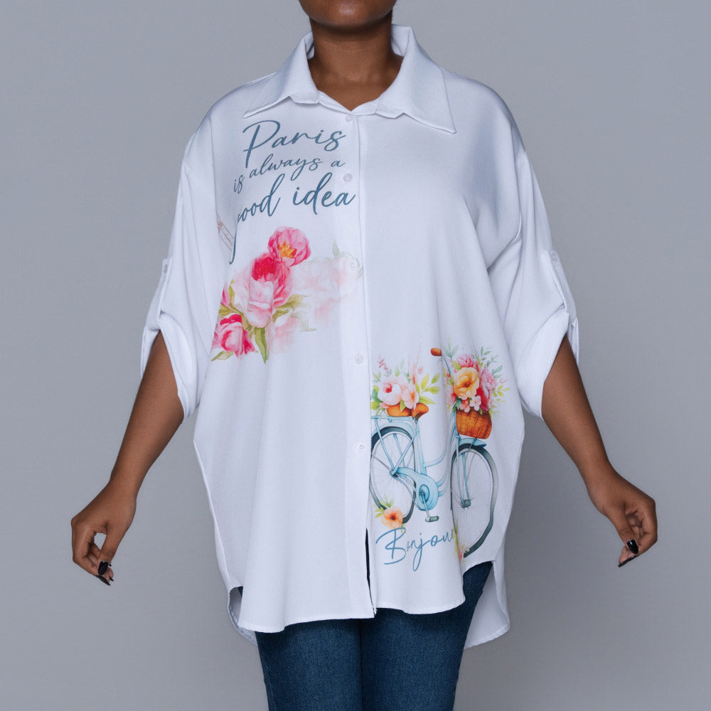 Statement Print Optical White Top