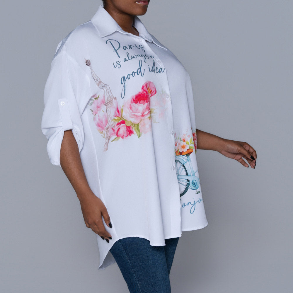 Statement Print Optical White Top